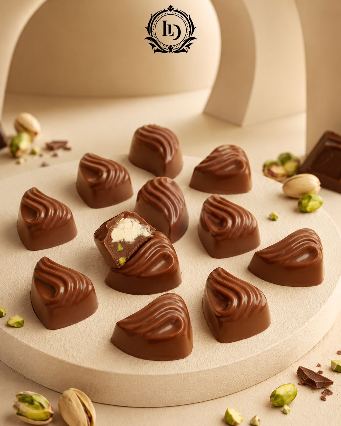 chocolate rahash with pistachio