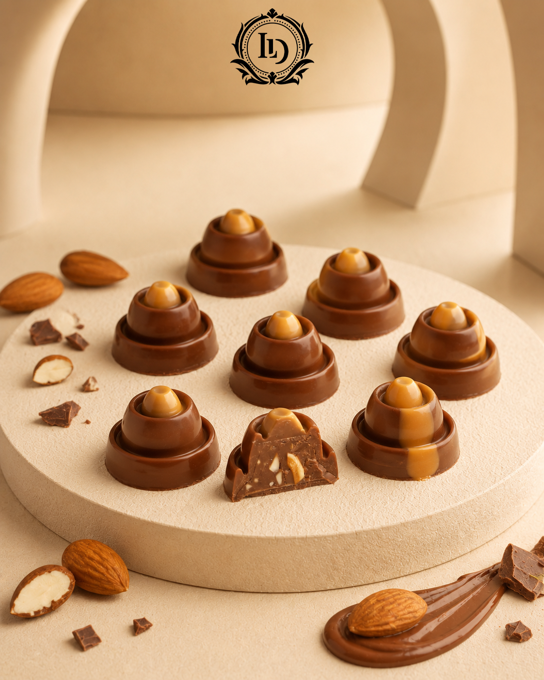 chocolate with almond and cream chocolate
