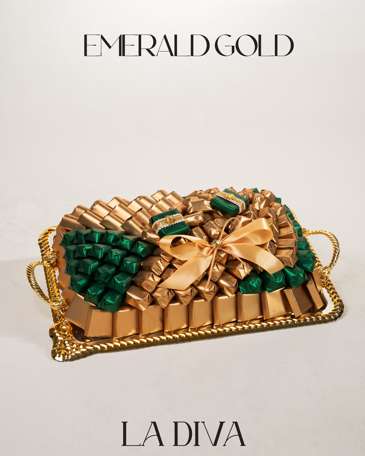 emerald gold tray chocolate