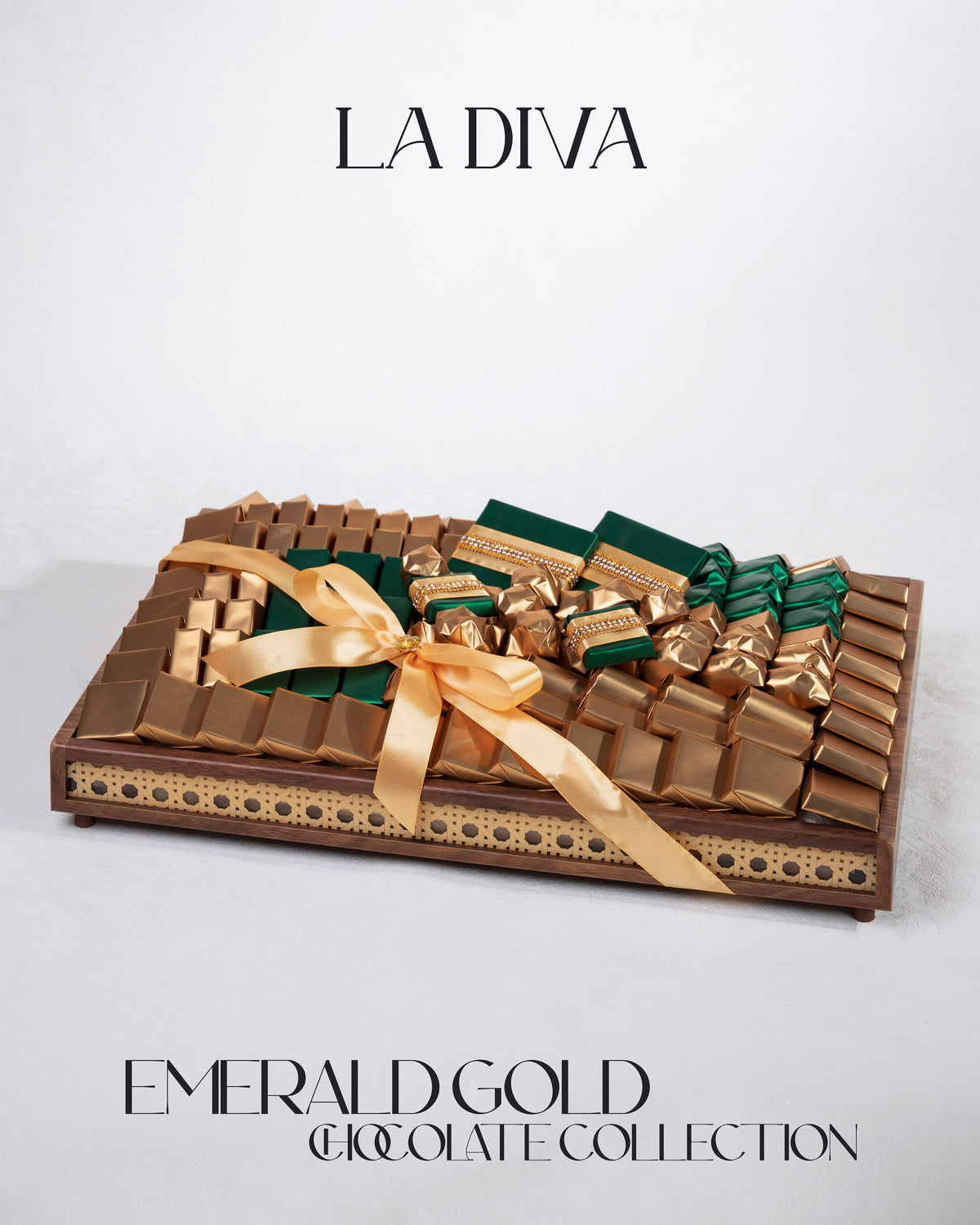 emerald gold wood tray